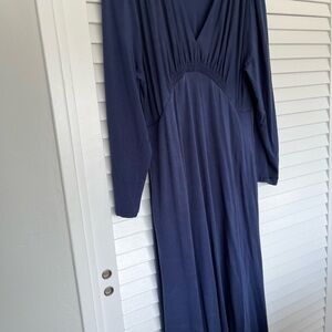 Quince Navy Long Sleeve Maxi Dress